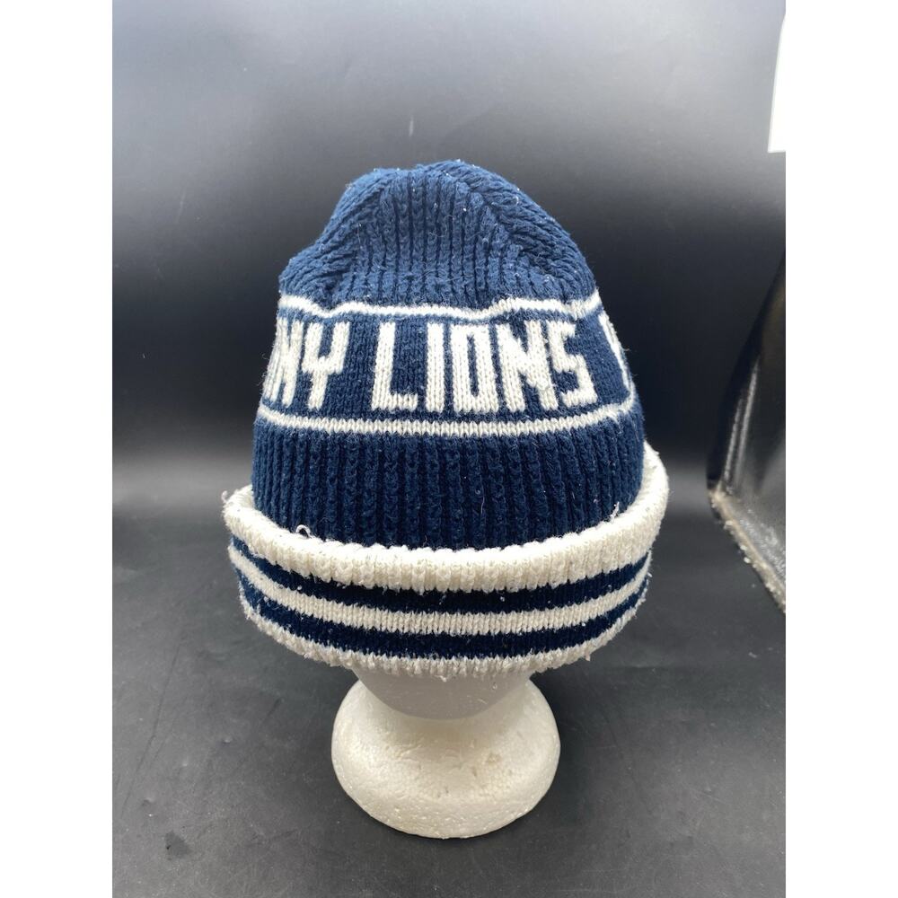 VINTAGE PENN STATE NITTANY LIONS KNIT BEANIE. BLUE & WHITE USED